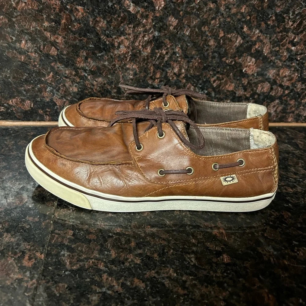 UGG Australia Boat Shoes Mens Brown Moc Toe Lace Up Leather size 10
